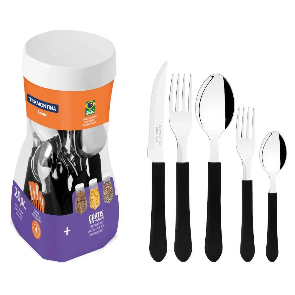 Faqueiro Tramontina Leme 23198/038 20 Peças Preto