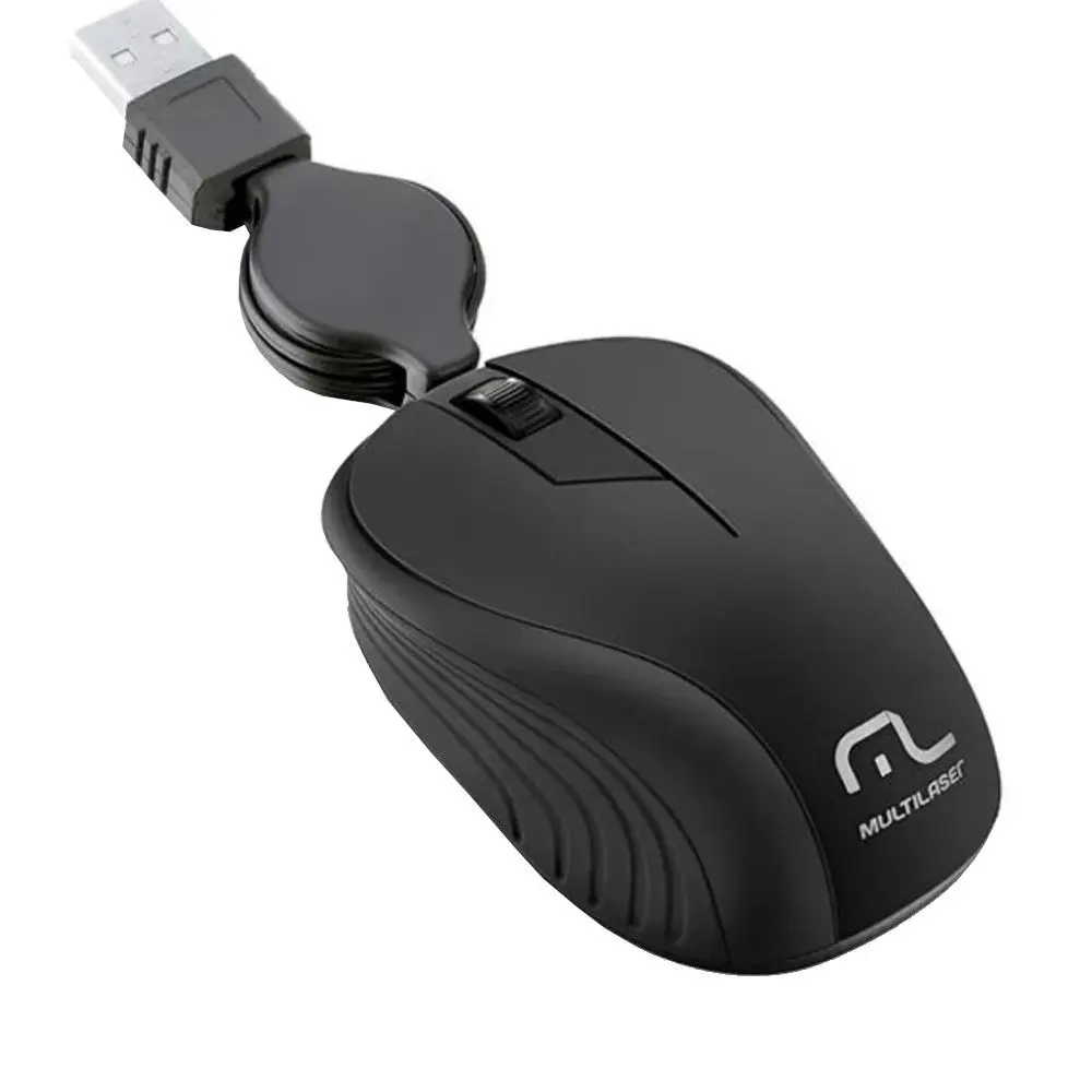 Mouse Multilaser MO231 Retratil 1200dpi USB Preto/verde