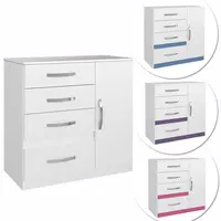 Cômoda Moval Vênus 70704 Flex 4 Cores Branco / Lilás / Rosa 4 Gavetas 1 Porta
